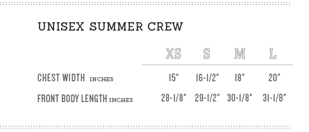 Size Chart_Unisex_SummerCrew