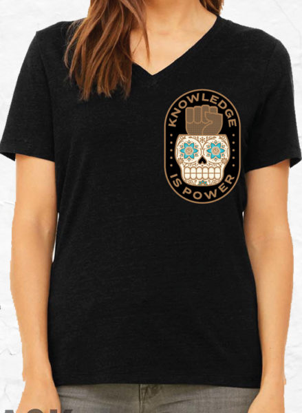 Knowledge is Power_women_V-neck_Front_Full