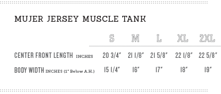 Size Chart_Women Jersey MUSCLE TANK