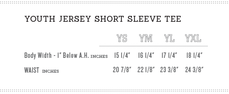 Size Chart_Youth short sleeve
